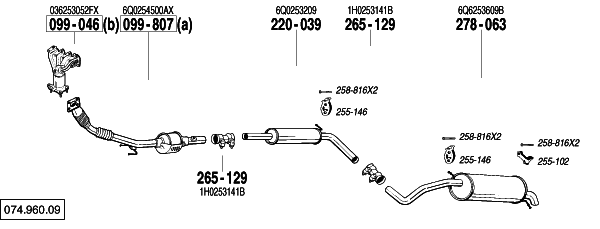Схема выпускной системы автомобиля SKODA